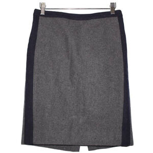 Women's J. Crew The Pencil Skirt B0381 Gray Navy Blue Wool Pencil Skirt Size 0